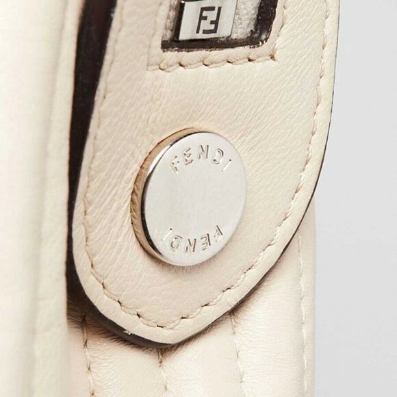 Fendi White Quilted Lambskin Leather Dotcom Click Small Shoulder Bag - 8BN299 - Picture 11 of 12